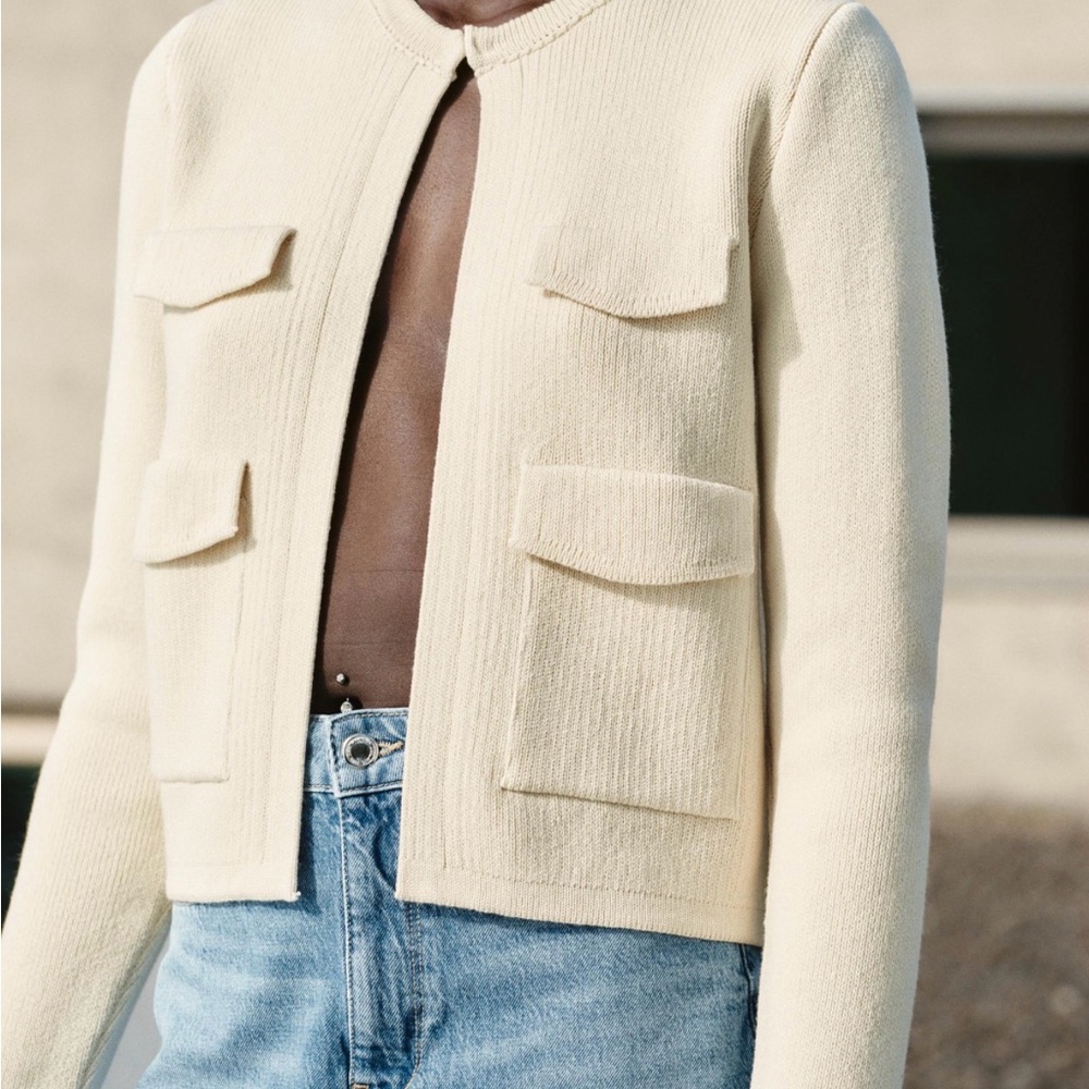 Cream Knit Cardigan Zara